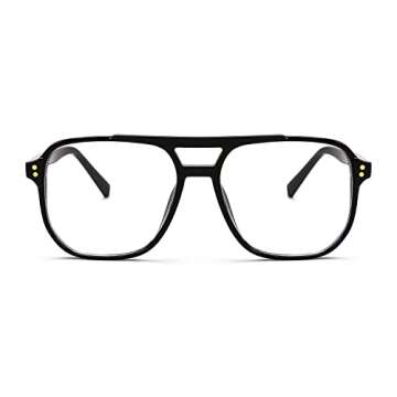 FEISEDY Blue Light Blocking Glasses Fake Nerd Clear Square Computer Lightweight Pilot Glasses Frame Oversized B2866