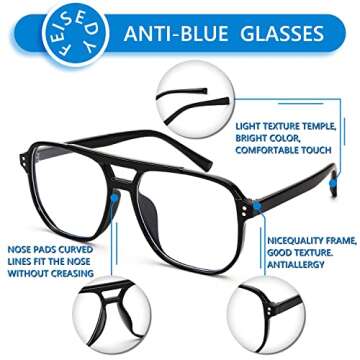 FEISEDY Blue Light Blocking Glasses Fake Nerd Clear Square Computer Lightweight Pilot Glasses Frame Oversized B2866