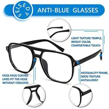 FEISEDY Blue Light Blocking Glasses Fake Nerd Clear Square Computer Lightweight Pilot Glasses Frame Oversized B2866