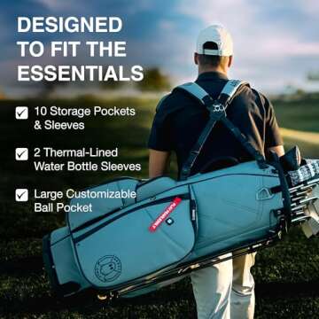 Ghost Golf Stand Bag, Anyday Ronin - Lightweight Golf Bags for Men & Women, 14-Way Dividers with Premium Materials & Magnetic Pocket - Standing Golf Bag Holds 14 Golf Clubs