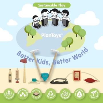 PlanToys Wooden Doctor Kit BPA-Free Pretend Play for Kids