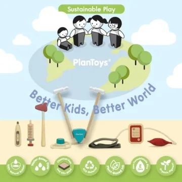 PlanToys Wooden Doctor Kit BPA-Free Pretend Play for Kids