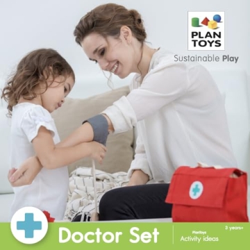 PlanToys Wooden Doctor Kit BPA-Free Pretend Play for Kids