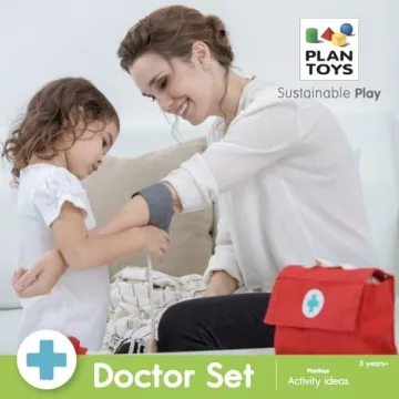 PlanToys Wooden Doctor Kit BPA-Free Pretend Play for Kids