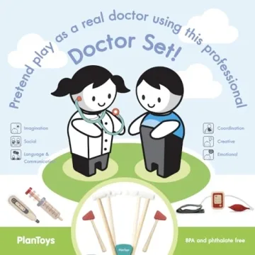 PlanToys Wooden Doctor Kit BPA-Free Pretend Play for Kids