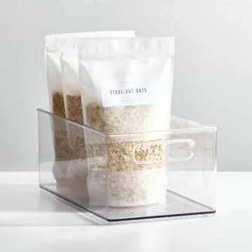 mDesign Deep Plastic Kitchen Storage Organizer Container Bin for Pantry, Cabinet, Cupboard, Shelves, Fridge, or Freezer - Holds Dry Goods, Sauces, Condiments, Drinks, 2 Pack, Clear