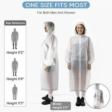 PTEROMY Unisex EVA Rain Poncho with Hood, Black