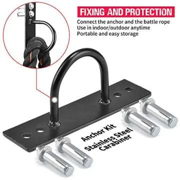 EVERYMILE Battle Rope, Workout Rope for Core Strength Training，100% Poly Dacron Heavy Exercise Training Rope with Anchor Kit & Protective Sleeve Home Outdoor Gym 1.5In*30/40/50Ft