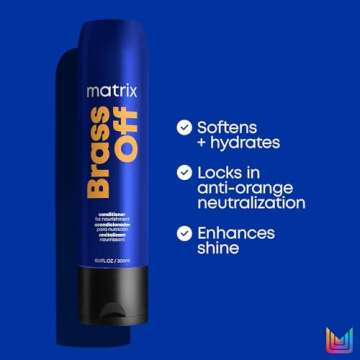 Matrix Brass Off Blue Shampoo and Nourishing Conditioner Set | Moisturize, Tone & Neutralize Brassy Hair | For Color Treated | For Bleached Hair | For Brunettes & Dark Blondes