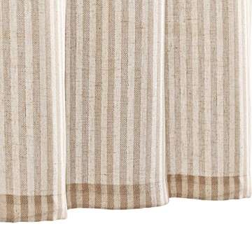 Vangao Stripe Farmhouse Kitchen Curtains 36 Inch Length Linen Blend Cafe Curtains Tickingstripe Tier...