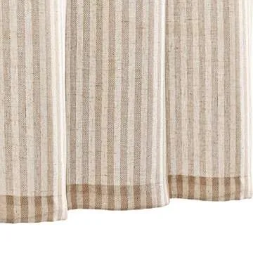 Vangao Stripe Farmhouse Kitchen Curtains 36 Inch Length Linen Blend Cafe Curtains Tickingstripe Tier...
