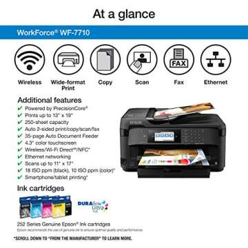 WorkForce WF-7710 Wireless Wide-format Color Inkjet Printer with Copy, Scan, Fax, Wi-Fi Direct and Ethernet, Amazon Dash Replenishment Ready
