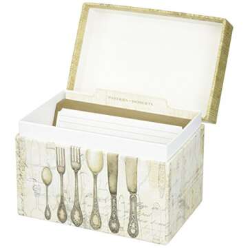 C.R. Gibson Rustic Recipe Box with Tab Dividers and Coordinating Recipe Cards, 53pc, 6.5'' W x 4.75'' H x 4.25'' D