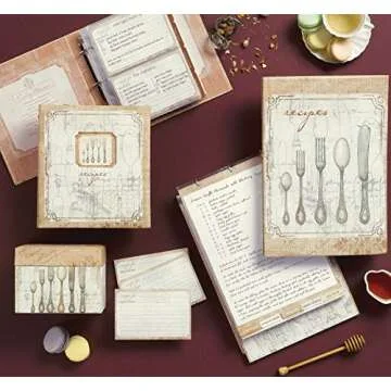 C.R. Gibson Rustic Recipe Box with Tab Dividers and Coordinating Recipe Cards, 53pc, 6.5'' W x 4.75'' H x 4.25'' D