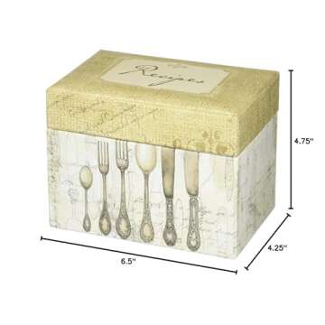 C.R. Gibson Rustic Recipe Box with Tab Dividers and Coordinating Recipe Cards, 53pc, 6.5'' W x 4.75'' H x 4.25'' D