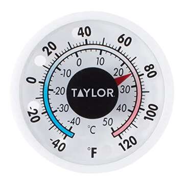 Taylor Precision 5982N Milk Beverage Refrigerator Cooler Thermometer, Classic Series, (Includes: Adh...