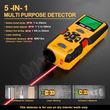 PREXISO 5-in-1 Stud Finder - Laser Level & Distance Measure