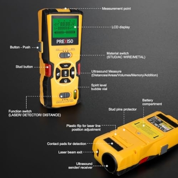 PREXISO 5-in-1 Stud Finder - Laser Level & Distance Measure