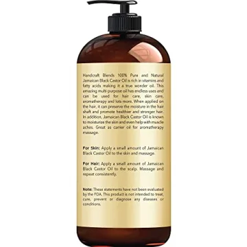 Handcraft Blends Jamaican Black Castor Oil - 16 Fl Oz - 100% Pure and Natural - Premium Grade Oil for Hair Growth, Eyelashes and Eyebrows - Carrier Oil - Hair and Body Oil