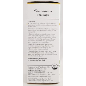 CELEBRATION HERBALS Organic Lemongrass Tea 24 Bags