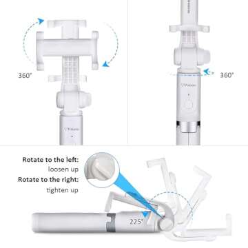 Pokanic Selfie Stick Tripod with Wireless Remote Controller Pouch Extendable Adjustable Stand Mount ...