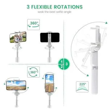 Pokanic Selfie Stick Tripod with Wireless Remote Controller Pouch Extendable Adjustable Stand Mount Light-Weight V-Log Compatible with All Apple iPhone, Samsung Galaxy (White)