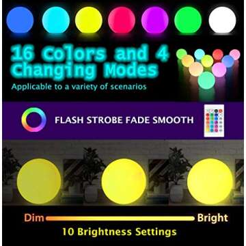 Pool Toy 16" LED Glow Beach Ball Toy with 16 Color Changing Lights, Glow in Dark Pool Games Toys for Teens Adults, Great for Summer Parties, Pool/Beach Parties, Raves, or Blacklight/Glow Parties