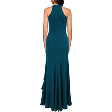 WOOSEA Women's High Neck Split Bodycon Mermaid Evening Cocktail Long Dress