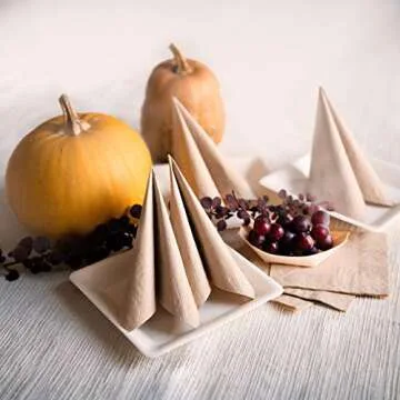 100 Sustainable Biodegradable Natural Cocktail Napkins – 100% Recycled Paper Beverage Napkins, 4.5”x4.5” – Eco Friendly Compostable Disposable Unbleached Brown Recycled Paper Dinner Napkins – MOCKO