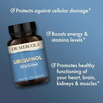 Dr. Mercola Ubiquinol 100 mg Per Serving, 30 Servings (30 Capsules), Dietary Supplement, Supports Overall Health and Wellness, Non GMO