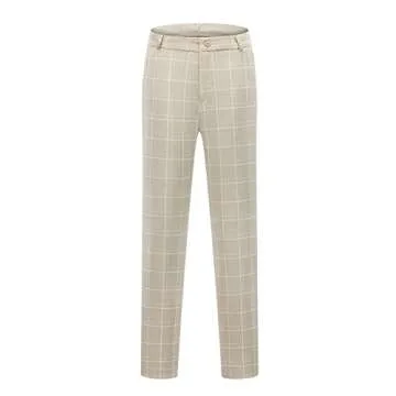 Womens 2 Piece Plaid Suits Casual Slim Fit Two Button Blazer and Pants Suit Set for Work Business Office(Apricot 01,Medium)