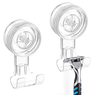 LUXEAR Suction Hooks - 2 Pack Razor Hooks | Removable & Reusable for Bathroom & Kitchen