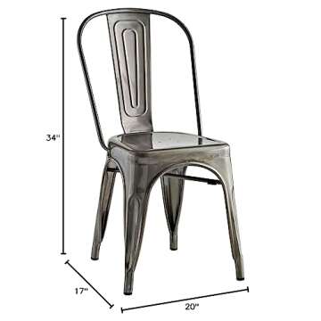 Modway Promenade Industrial Steel Dining Chairs Set of 2