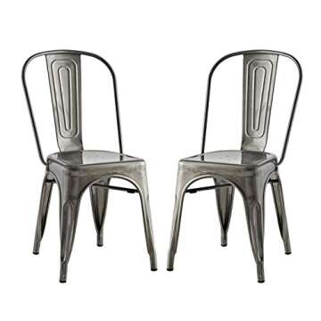 Modway Promenade Industrial Steel Dining Chairs Set of 2