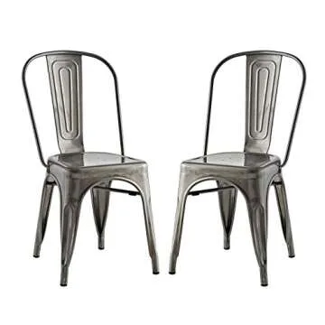 Modway Promenade Industrial Steel Dining Chairs Set of 2