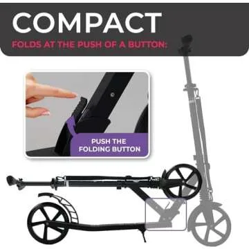 LaScoota Kick Scooter for Adults & Teens. Perfect for Youth 12 Years and Up and Men & Women. Lightweight Foldable Adult Scooter with Large Sturdy Wheels 220lbs - Teen Retro