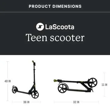 LaScoota Kick Scooter for Adults & Teens. Perfect for Youth 12 Years and Up and Men & Women. Lightweight Foldable Adult Scooter with Large Sturdy Wheels 220lbs - Teen Retro