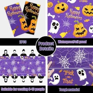 OHOME Halloween Decorations - Halloween Decorations Indoor Outdoor - Disposable Plastic Halloween Tablecloth | Halloween Party Decorations Favors Supplies for Table Decor Backdrop Banner,2 Pack
