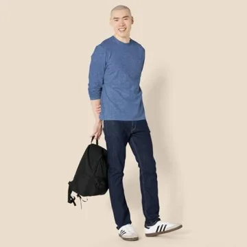 Amazon Men's Regular-Fit Crewneck T-Shirt - Blue Heather