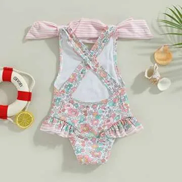 Toddler Floral Print Swimsuit for Beach Fun