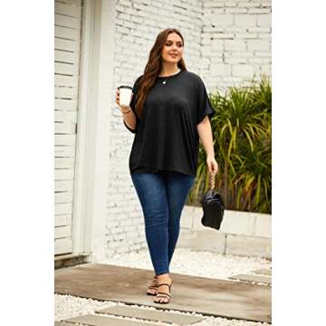 Women Oversized T-Shirt Summer Casual Short Sleeve Loose Tee Tops Black