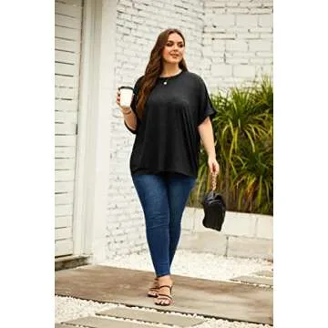 Women Oversized T-Shirt Summer Casual Short Sleeve Loose Tee Tops Black