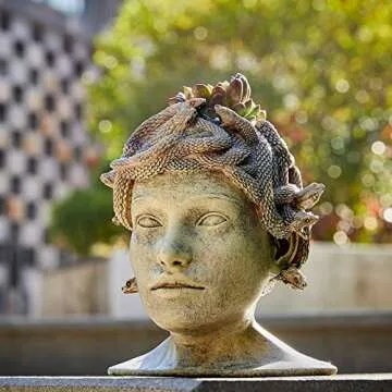 Medusa Head Planter, Large Solid Stone Face Planter Large Garden Decor Statue Flower & Planter Pot W...