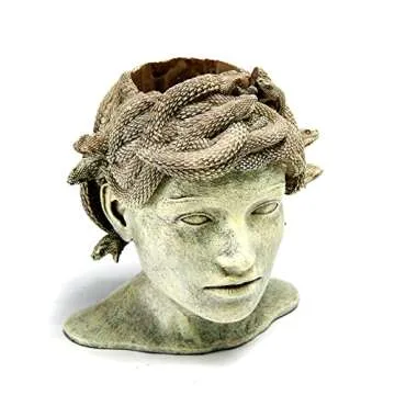 Medusa Head Planter, Large Solid Stone Face Planter Large Garden Decor Statue Flower & Planter Pot Waterproof Outdoor Garden Flower Pot Art Hand Crafted Original Sculpture - Unique Gifts