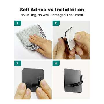 WNXSLOAD Adhesive Hooks Stick on Wall No Damage Towel Hooks Sticky Hooks for Hanging Bathroom Kitche...
