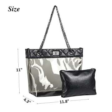 Candy Color 2 in 1 Chain Strap Clear Handbags Transparent Tote Purses for Women Large