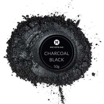 MEYSPRING Charcoal Black Mica Powder for Epoxy Resin - 50 Grams - Great for Resin Art and UV Resin -...