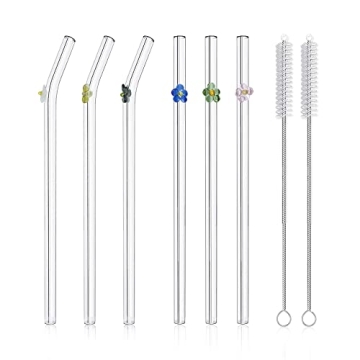 Durable Floral Glass Straws - Shatter Resistant & Eco-Friendly