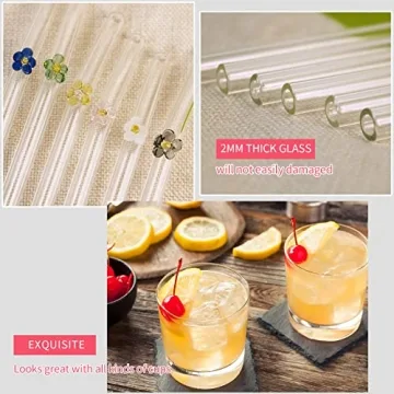 Durable Floral Glass Straws - Shatter Resistant & Eco-Friendly