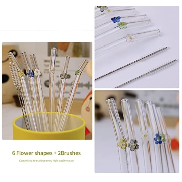 Durable Floral Glass Straws - Shatter Resistant & Eco-Friendly